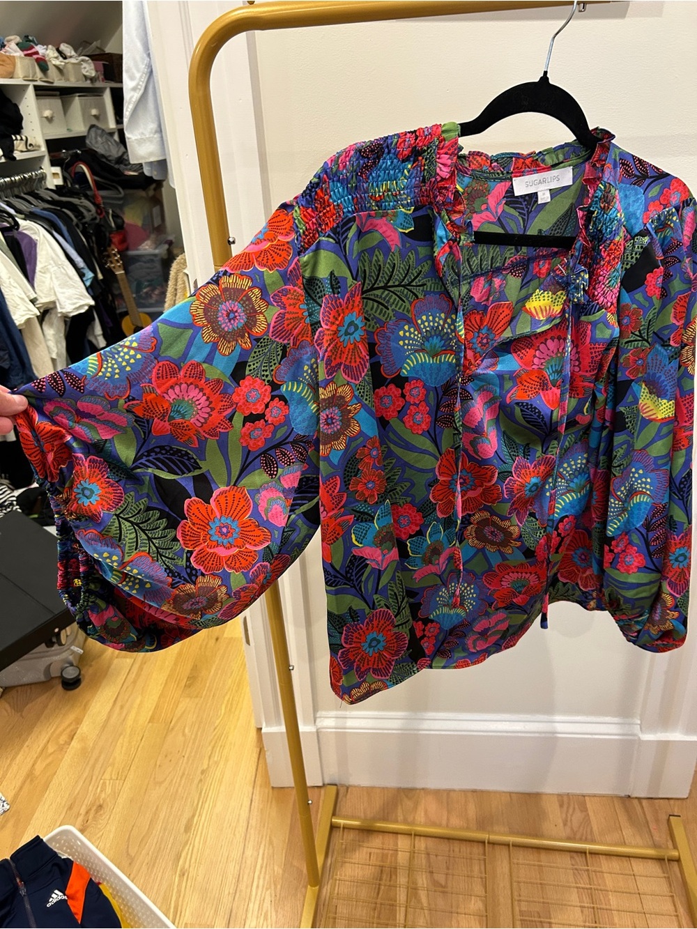 Sugarlips Floral Balloon Sleeve Blouse in Multicolor